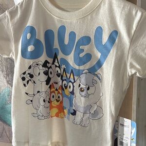 Kids T-Shirt - Cream with Blue Print